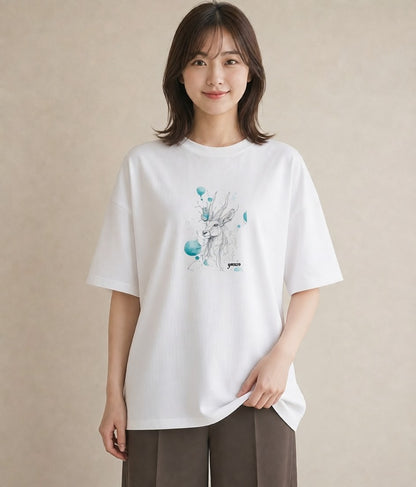 グラフィックTシャツ レディース 山羊座 星空 宇宙 イラスト カフェコーデ 春コーデ 姉妹 白T