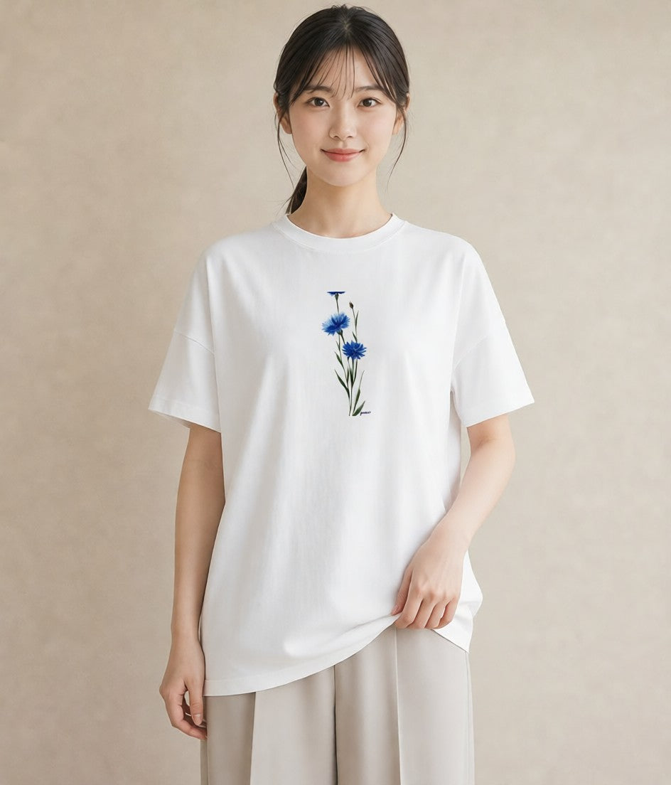 デザインTシャツ レディース カーネーション 花 花柄 イラスト 水彩風 休日 ペアコーデ 白T