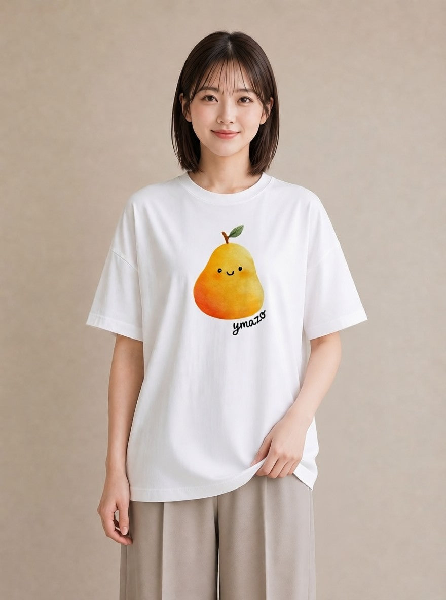 Tシャツ レディース みかん 食べ物 フード イラスト ミニマル 旅行 母娘コーデ 白T