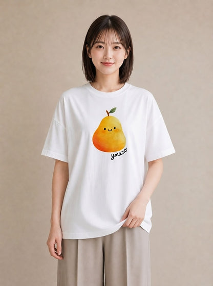 Tシャツ レディース みかん 食べ物 フード イラスト ミニマル 旅行 母娘コーデ 白T