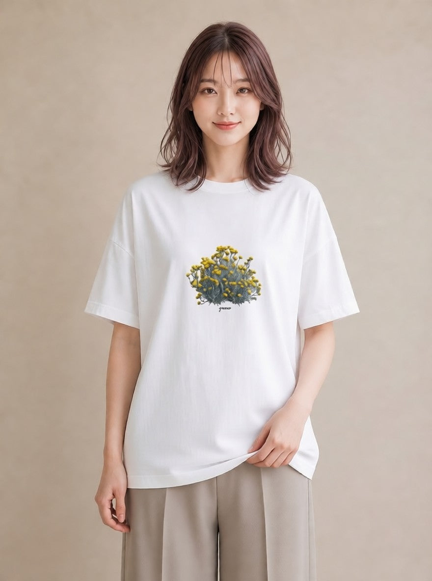 グラフィックTシャツ レディース たんぽぽ 花 花柄 イラスト レトロ 週末コーデ 敬老の日 白T