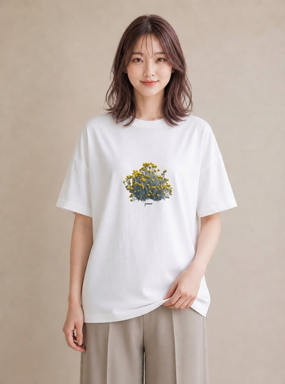 グラフィックTシャツ レディース たんぽぽ 花 花柄 イラスト レトロ 週末コーデ 敬老の日 白T