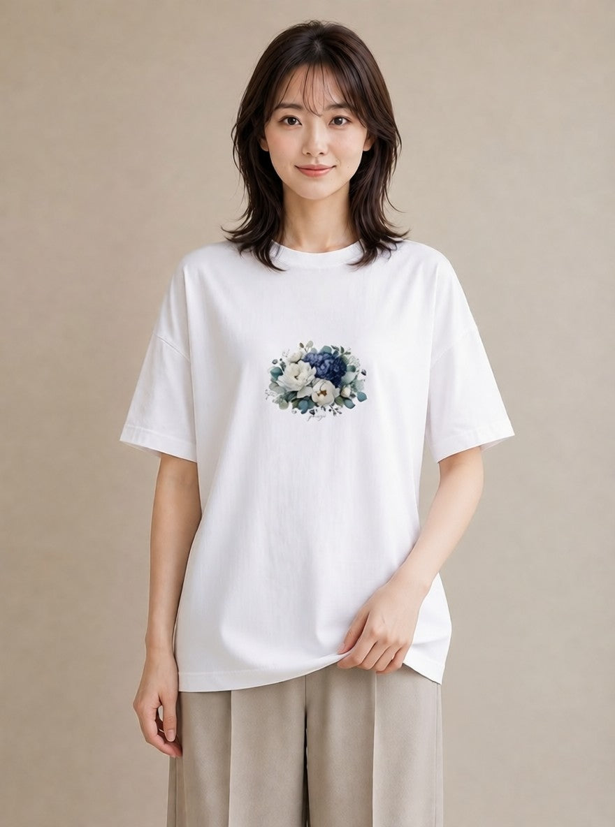 Tシャツ レディース ポスト 野の花 レトロ ナチュラル アンティーク イラスト 旅行コーデ おしゃれギフト 社会人 白T