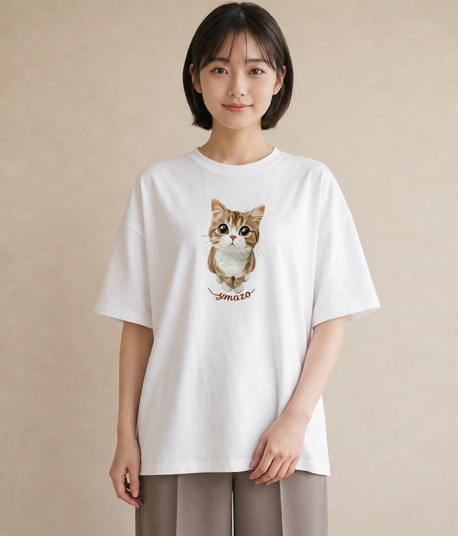 Tシャツ レディース 子猫 猫 ねこ イラスト モード 女性向けギフト 散歩 白T