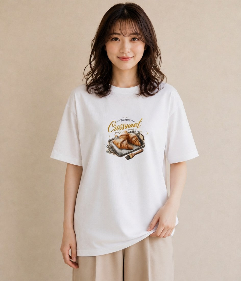 デザインTシャツ レディース パン ベーカリー イラスト 可愛い 休日 ペアコーデ 白T