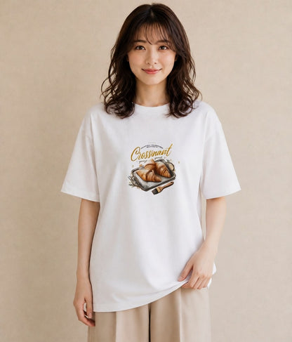 デザインTシャツ レディース パン ベーカリー イラスト 可愛い 休日 ペアコーデ 白T