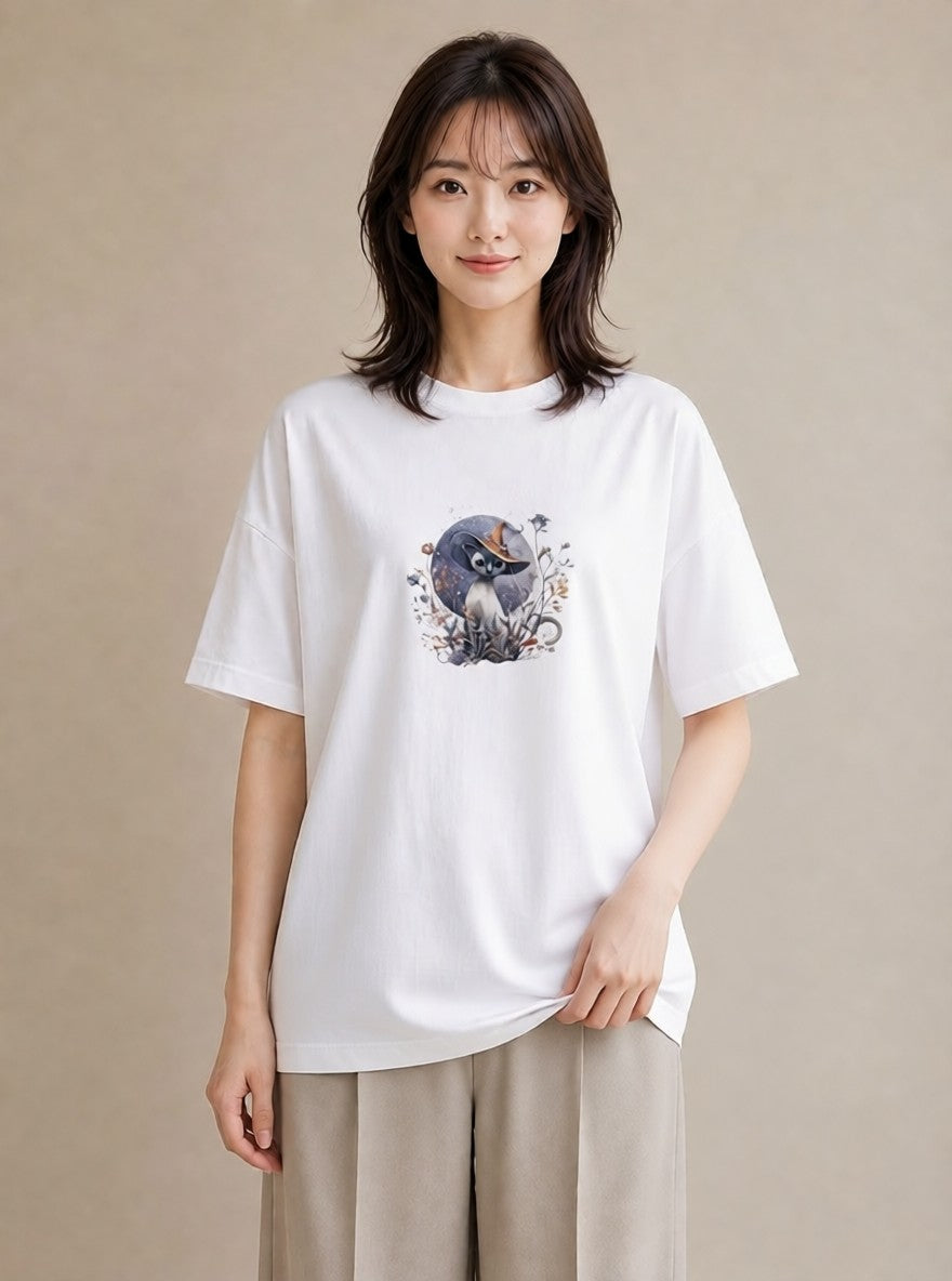 デザインTシャツ レディース シャム 猫 ねこ イラスト 可愛い 海 カフェ巡り 白T