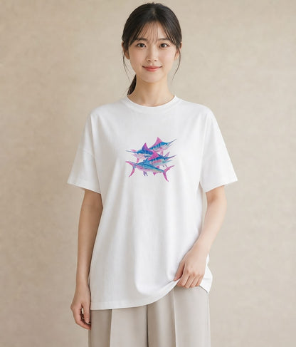 半袖Tシャツ レディース 熱帯魚 海の生き物 海 イラスト 北欧風 母の日 ビーチ 白T