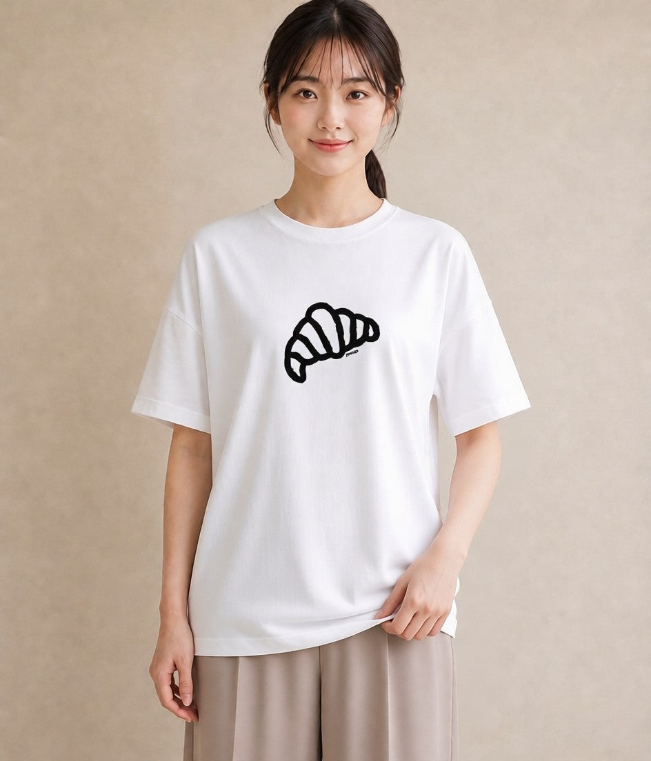 Tシャツ レディース パン ベーカリー レトロ イラスト ラフ 社会人 女性 白T