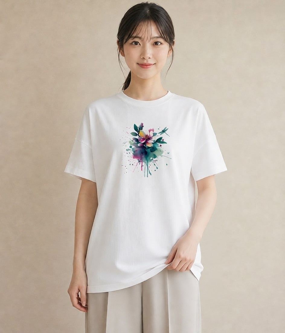プリントTシャツ レディース とんぼ 昆虫 虫 イラスト ガーリー 母娘コーデ 自分用 白T