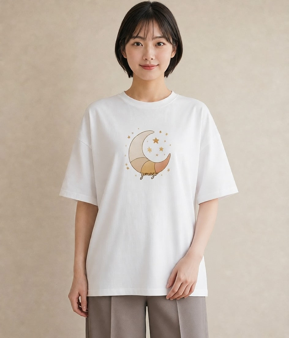 Tシャツ レディース 流れ星 星空 宇宙 イラスト ポップ お出かけ 普段着 白T