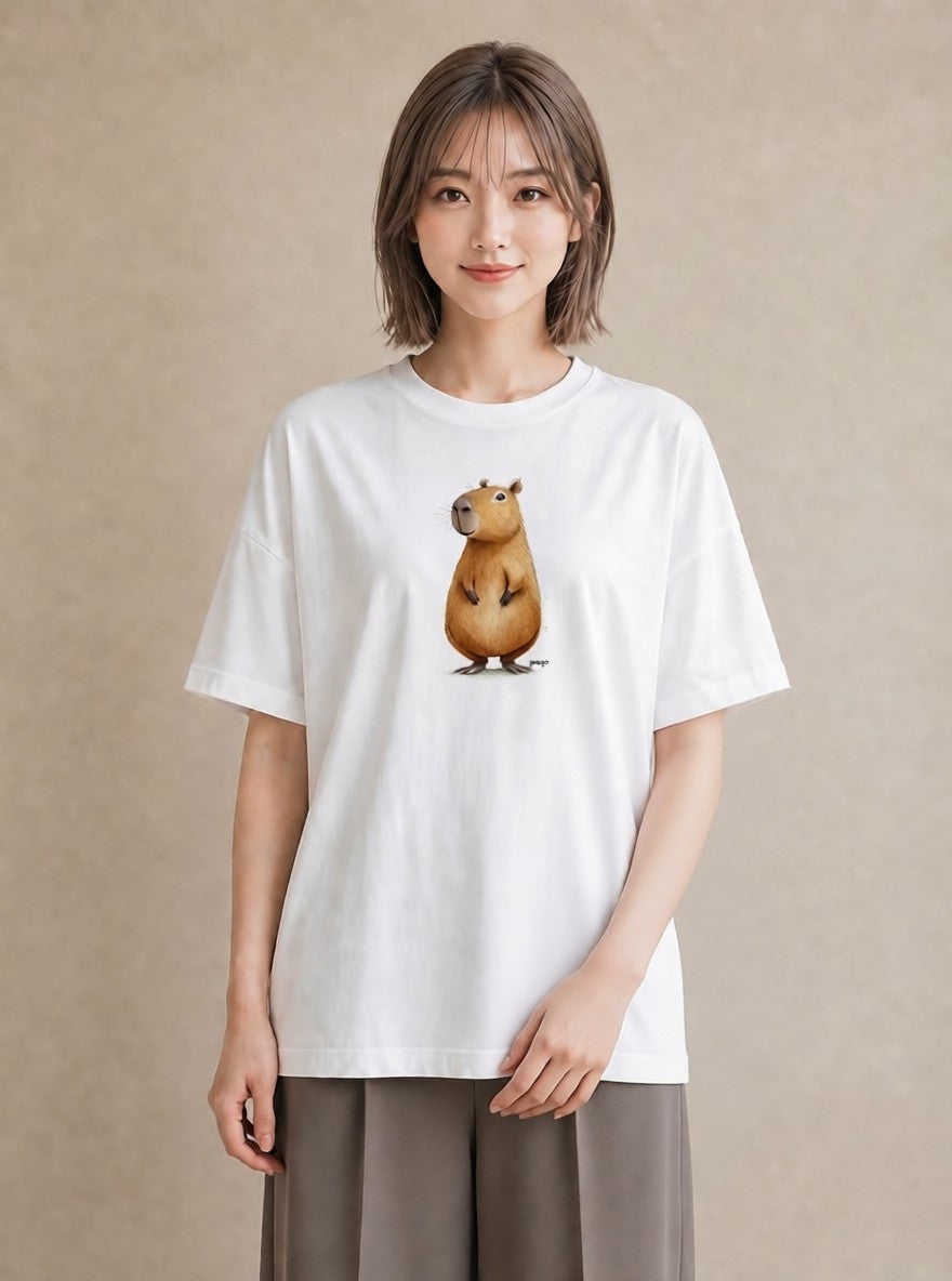 プリントTシャツ レディース ハムスター ペット 動物 イラスト ラフ 春コーデ 姉妹 白T
