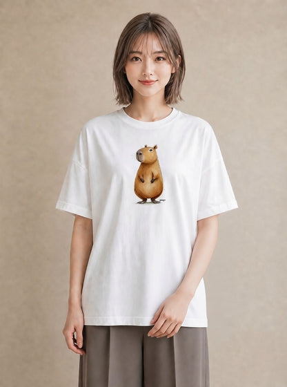 プリントTシャツ レディース ハムスター ペット 動物 イラスト ラフ 春コーデ 姉妹 白T