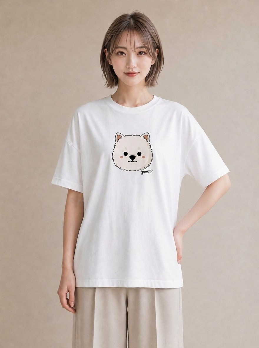 グラフィックTシャツ レディース 犬 いぬ イラスト 抜け感 レイヤード 友達ギフト 白T