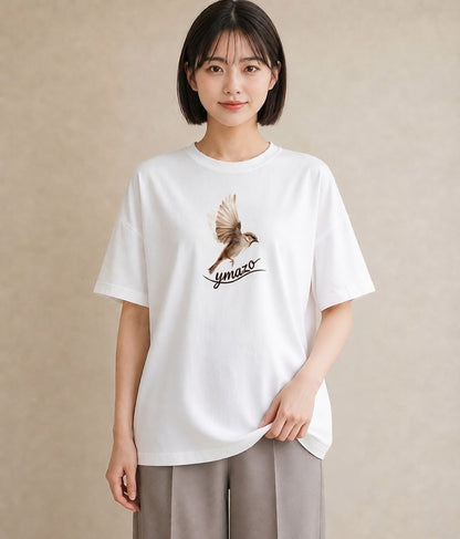Tシャツ レディース 九官鳥 ペット 動物 イラスト ポップ 20代 カジュアルコーデ 白T