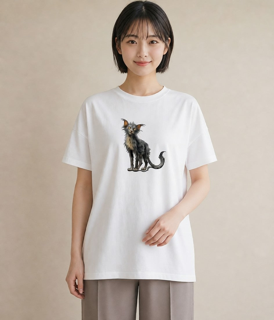 グラフィックTシャツ レディース ソマリ 猫 ねこ イラスト 休日コーデ カフェ服 クリスマス 白T