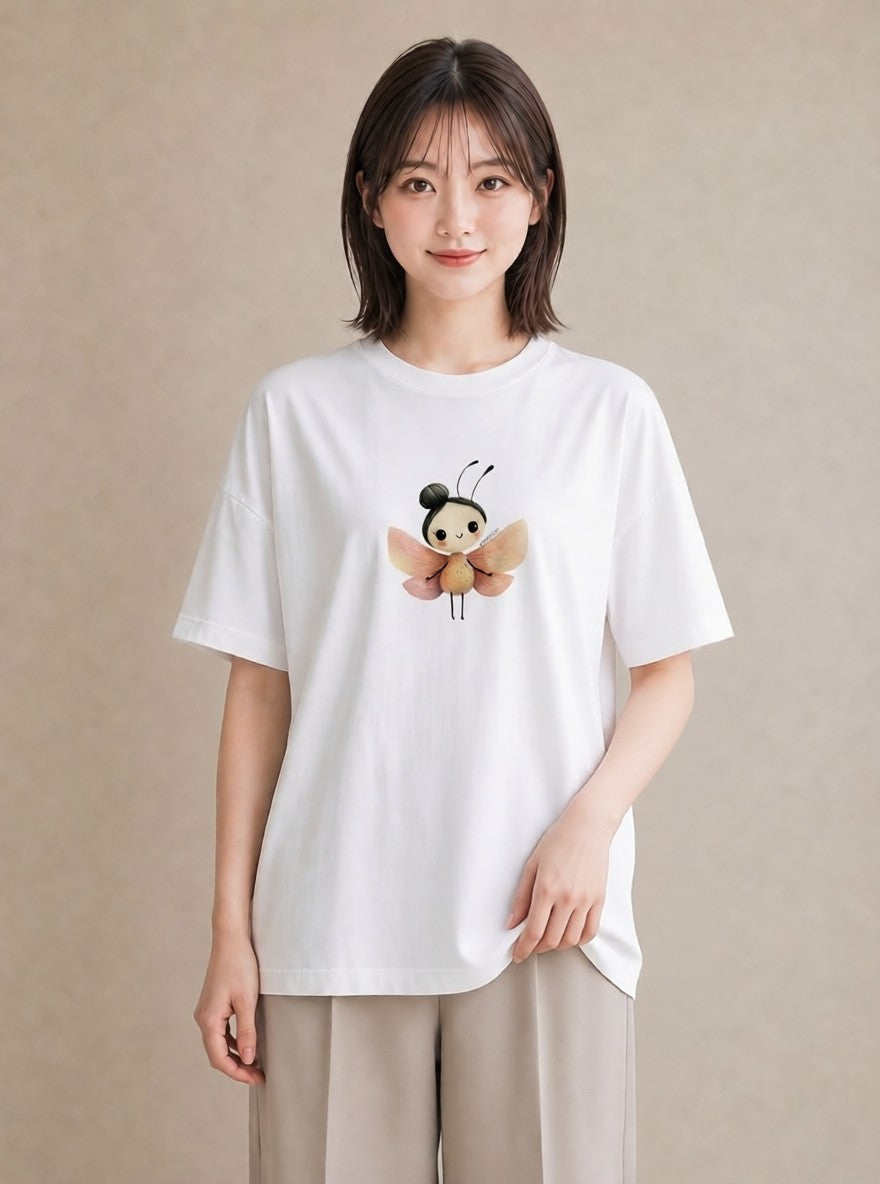 グラフィックTシャツ レディース ダンゴムシ 昆虫 虫 イラスト きれいめ 公園 ママ 白T