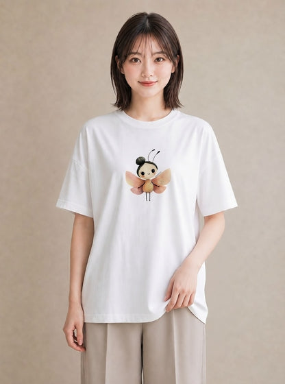 グラフィックTシャツ レディース ダンゴムシ 昆虫 虫 イラスト きれいめ 公園 ママ 白T
