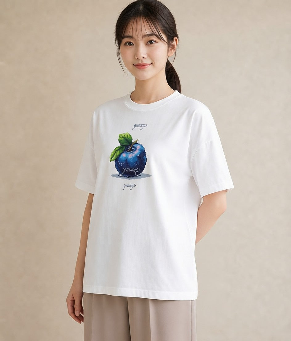 プリントTシャツ レディース ブルーベリー 食べ物 フード イラスト レトロ 女子会 お揃い 白T