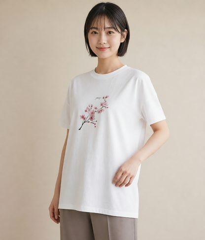 グラフィックTシャツ レディース さくら 桜 サクラ 花 花柄 イラスト ミニマル 敬老の日 ホワイトデー 白T