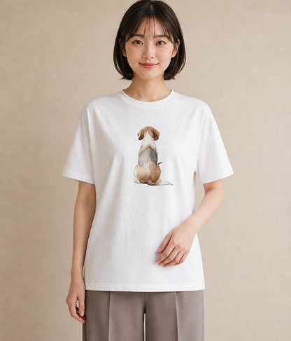 グラフィックTシャツ レディース ビーグル 犬 いぬ イラスト ラフカジュアル 送別ギフト 通勤 白T