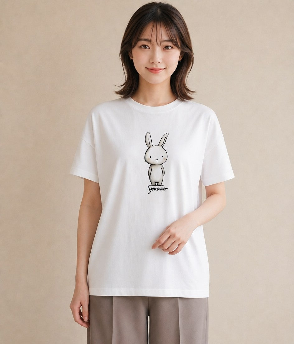 グラフィックTシャツ レディース うさちゃん ペット 動物 イラスト ユニーク 母娘コーデ 自分用 白T