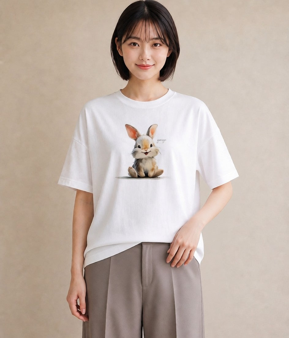 Tシャツ レディース ロップイヤー ペット 動物 イラスト 個性的 部屋着 女性向けギフト 白T