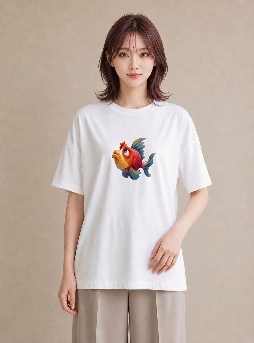Tシャツ レディース たい焼き 食べ物 フード イラスト ヴィンテージ風 女性 旅行用 白T