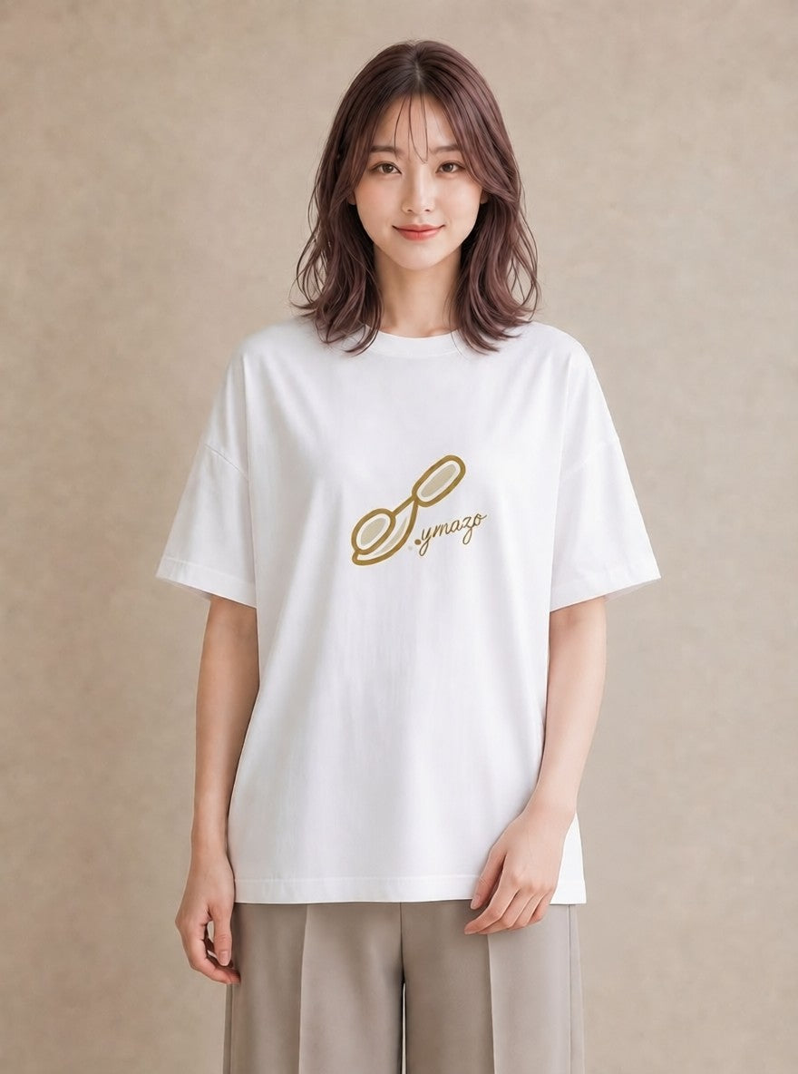 Tシャツ レディース パールピアス アクセサリー ナチュラル アンティーク イラスト モード ミセス 春コーデ 白T