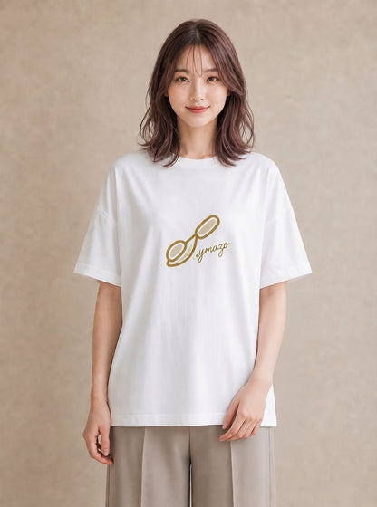 Tシャツ レディース パールピアス アクセサリー ナチュラル アンティーク イラスト モード ミセス 春コーデ 白T