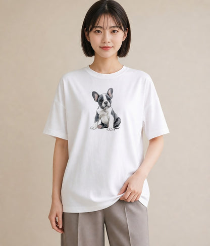 デザインTシャツ レディース わんちゃん 犬 いぬ イラスト 淡色 ホワイトデー 春服 白T