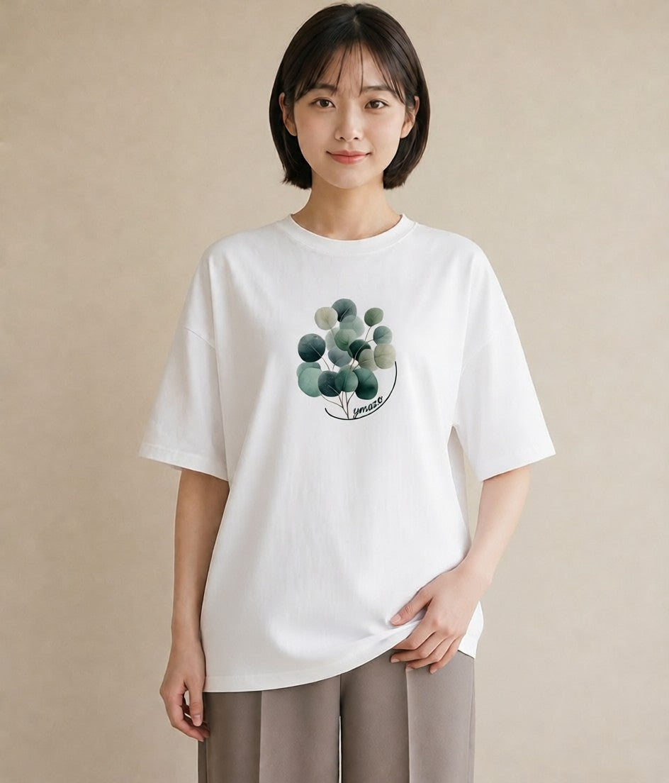 プリントTシャツ レディース 観葉植物 植物 ボタニカル イラスト 上品 自分用 ルームウェア 白T