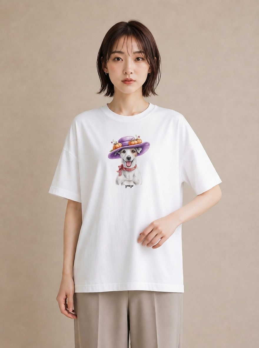 半袖Tシャツ レディース ジャックラッセルテリア 犬 いぬ イラスト カジュアル 女性向けギフト 散歩 白T