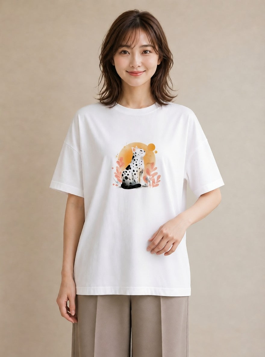 半袖Tシャツ レディース 三毛猫 みけねこ 三毛 猫 ねこ イラスト 休日コーデ お揃い 親子 白T