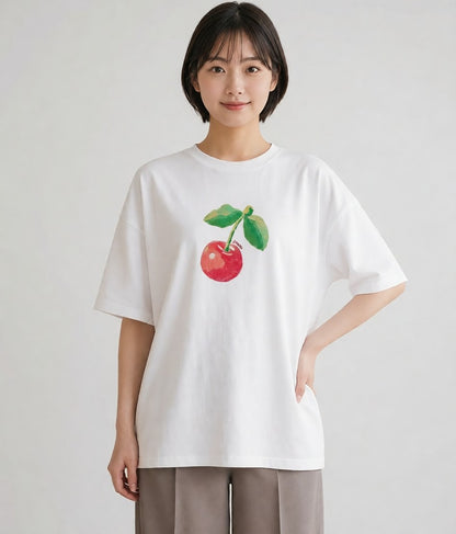 デザインTシャツ レディース りんご 林檎 アップル 食べ物 フード イラスト 個性的 ホワイトデー 春服 白T