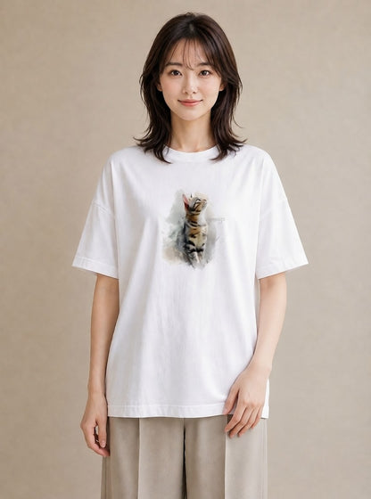 プリントTシャツ レディース 三毛猫 みけねこ 三毛 猫 ねこ イラスト 可愛い お揃い 親子 白T