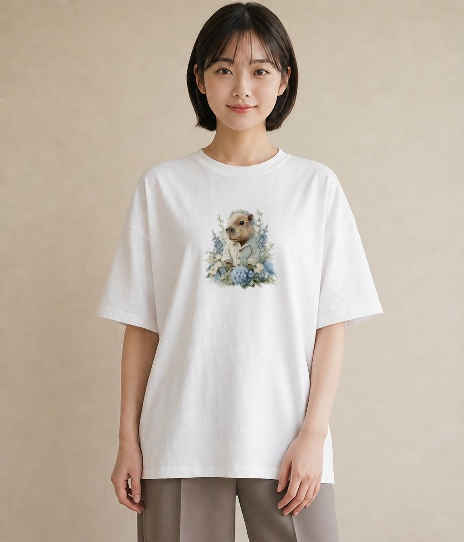 デザインTシャツ レディース ジャンガリアンハムスター ペット 動物 イラスト ガーリー 在宅 公園 白T