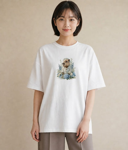デザインTシャツ レディース ジャンガリアンハムスター ペット 動物 イラスト ガーリー 在宅 公園 白T