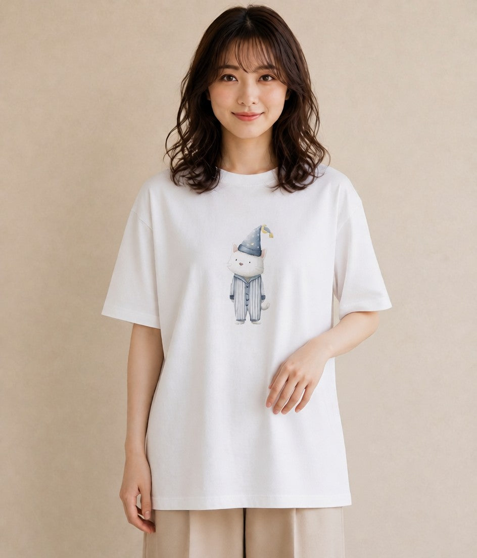 半袖Tシャツ レディース ラグドール 猫 ねこ イラスト モード 社会人 女性 白T