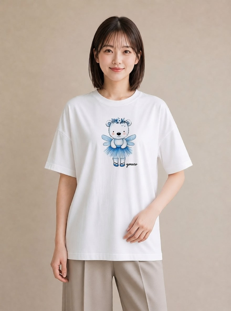 デザインTシャツ レディース しろくま 白くま 動物 アニマル イラスト きれいめカジュアル 在宅 公園 白T