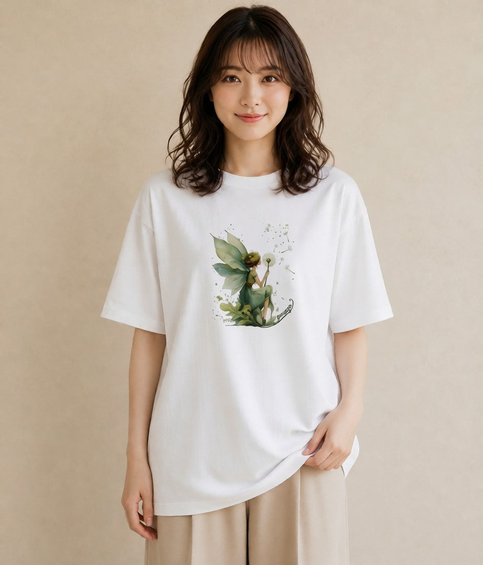 半袖Tシャツ レディース たんぽぽ 花 花柄 イラスト 抜け感 敬老の日 ホワイトデー 白T