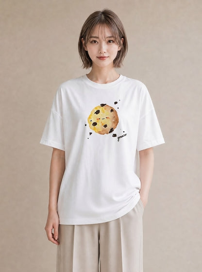半袖Tシャツ レディース クッキー 食べ物 フード イラスト 普段使い 女子会 お揃い 白T