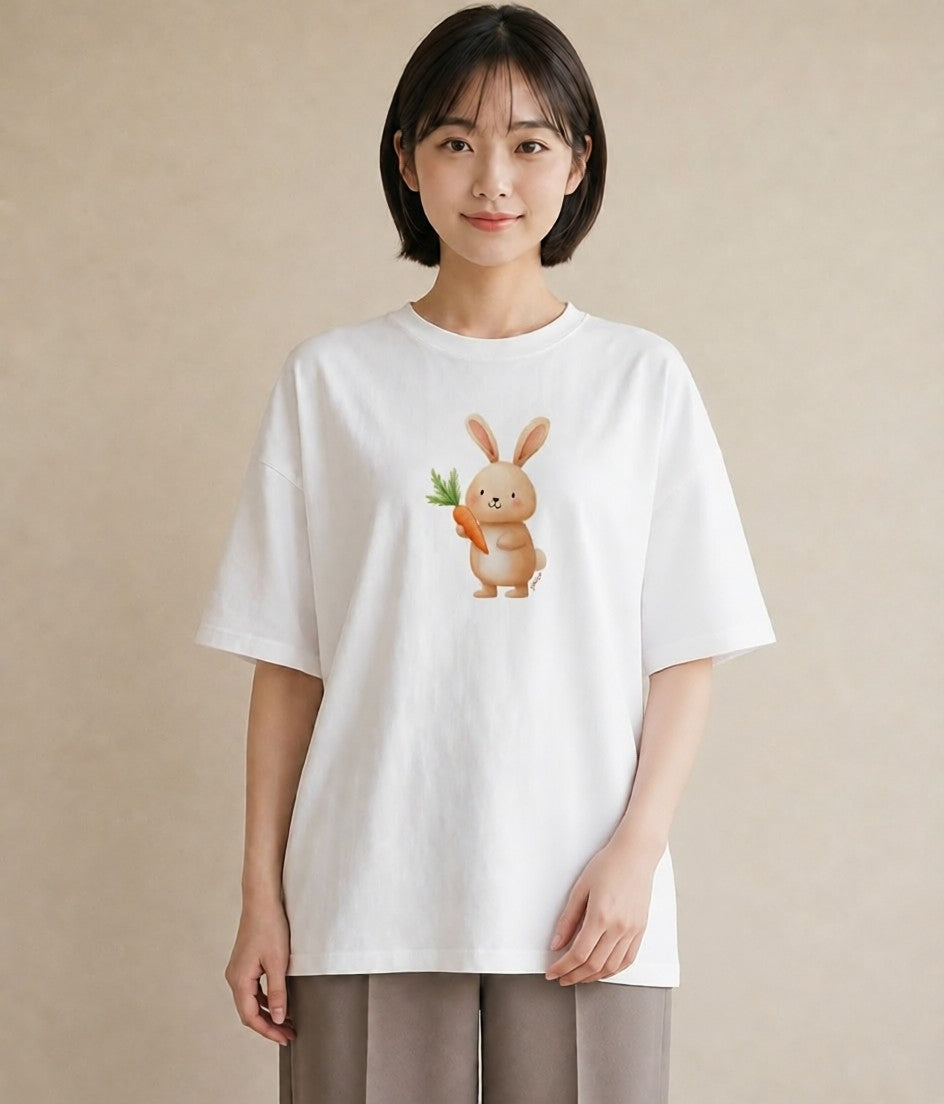 Tシャツ レディース うさちゃん ペット 動物 イラスト おしゃれギフト 社会人 白T