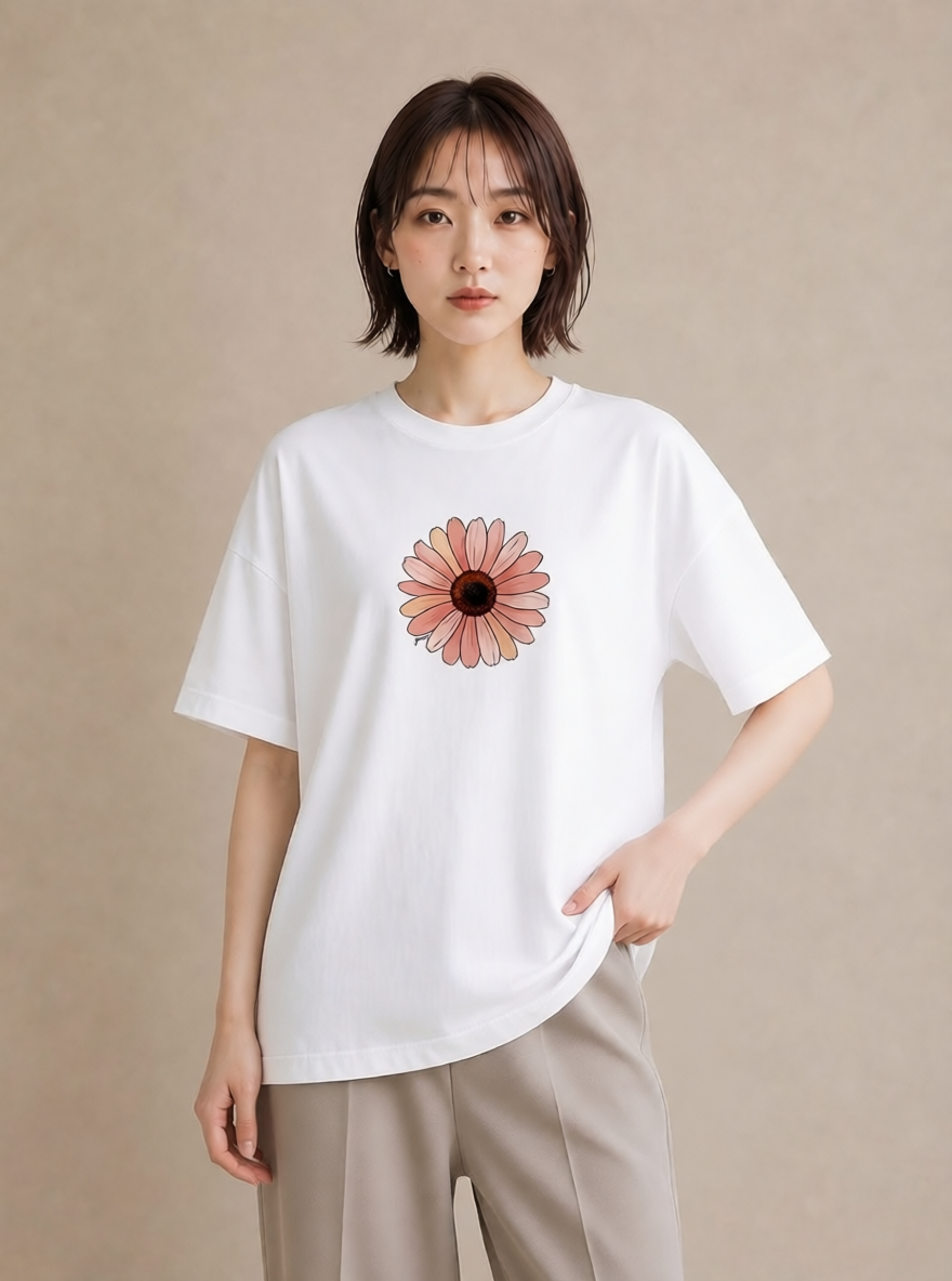 グラフィックTシャツ レディース たんぽぽ 花 花柄 イラスト 抜け感 親子 20代 白T