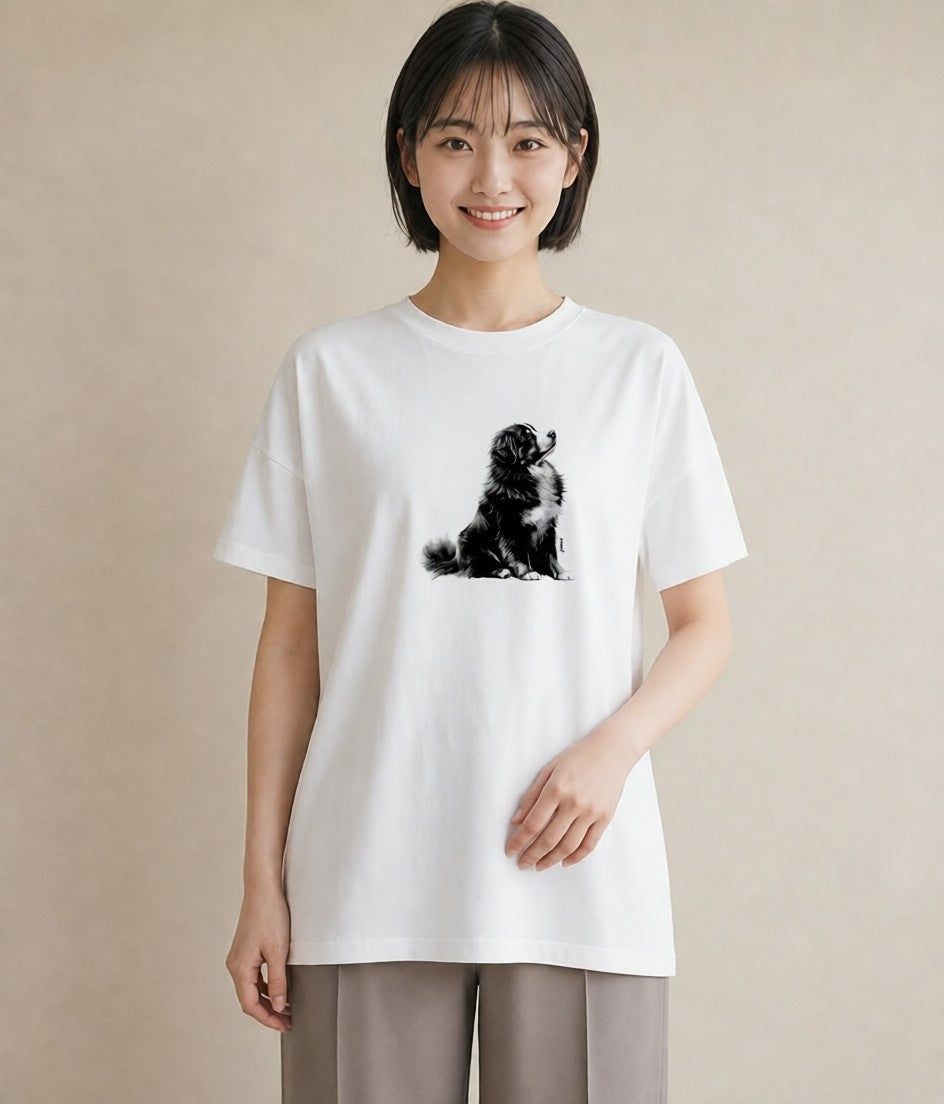 デザインTシャツ レディース バーニーズマウンテンドッグ 犬 いぬ イラスト 旅行コーデ おしゃれギフト 社会人 白T