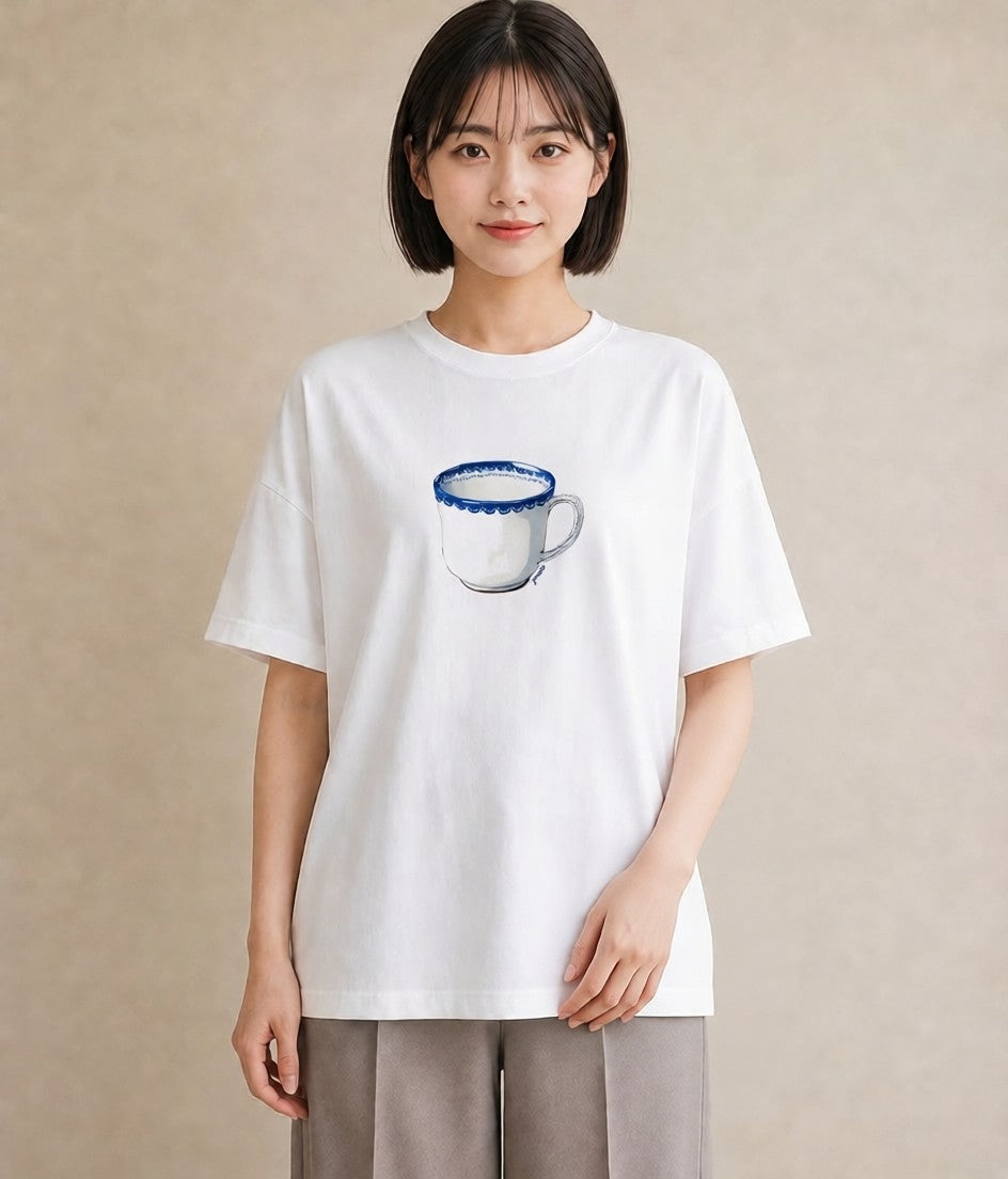 グラフィックTシャツ レディース カフェオレ 食べ物 フード イラスト シック お出かけ 普段着 白T