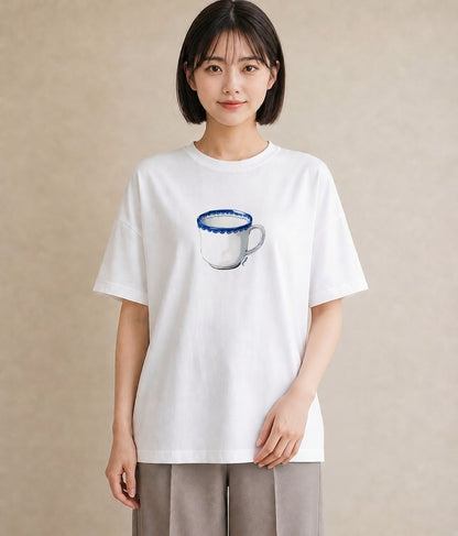 グラフィックTシャツ レディース カフェオレ 食べ物 フード イラスト シック お出かけ 普段着 白T