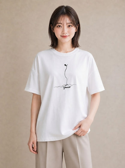 グラフィックTシャツ レディース 観葉植物 ボタニカル 植物 イラスト フェミニン 女性 旅行用 白T