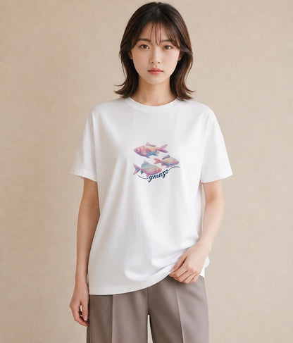 プリントTシャツ レディース たい焼き 食べ物 フード イラスト ミニマル 通学 誕生日プレゼント 白T