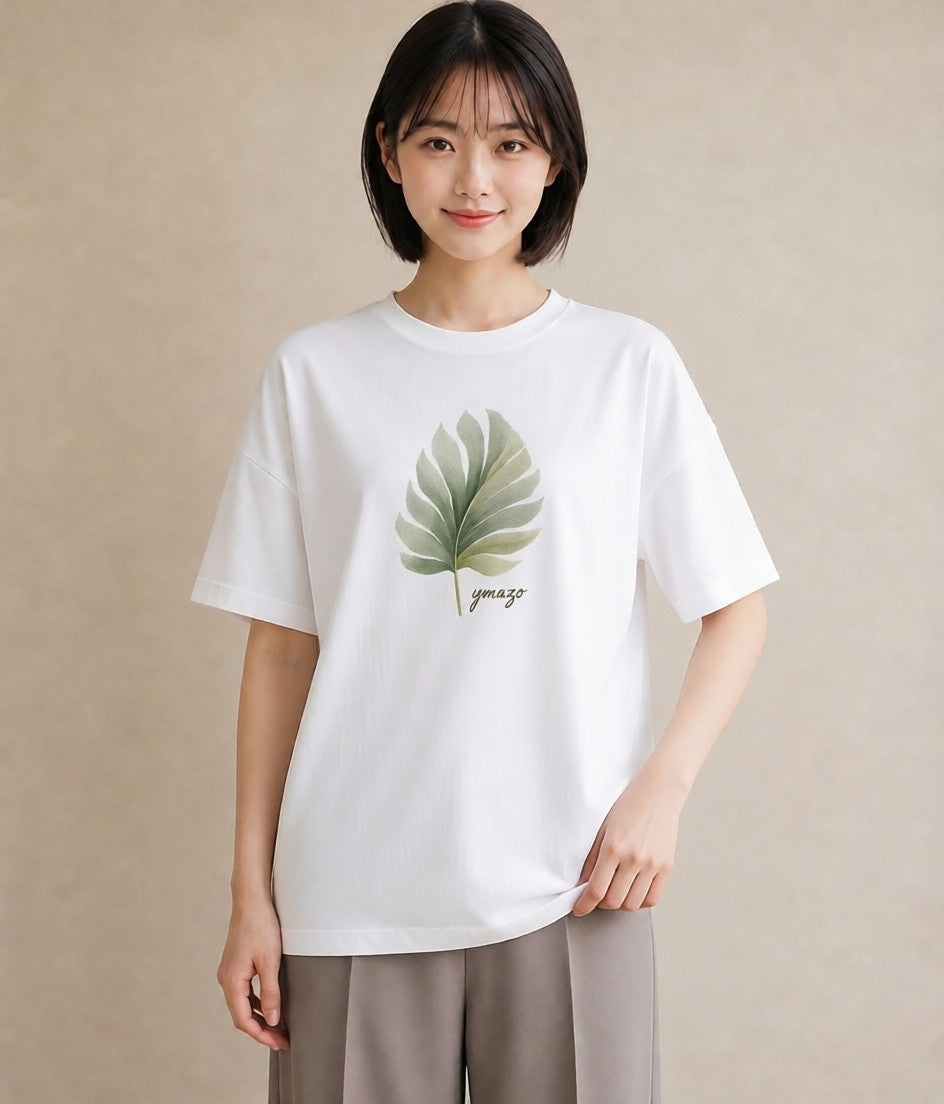 プリントTシャツ レディース 苔 植物 ボタニカル イラスト きれいめカジュアル デイリーウェア 休日 白T